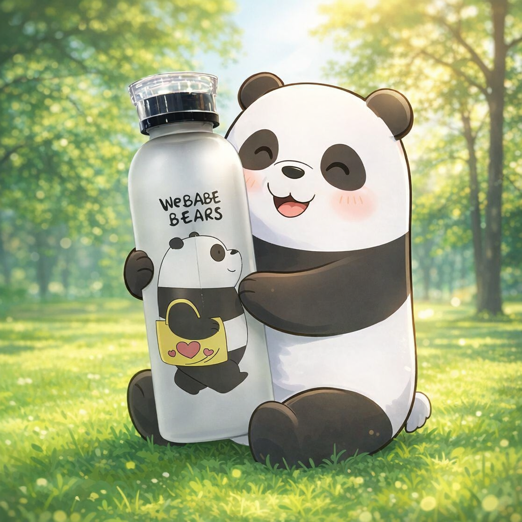We Bear Panda Bottle 1000ml Dual Caps & Straw | Rendon Designs